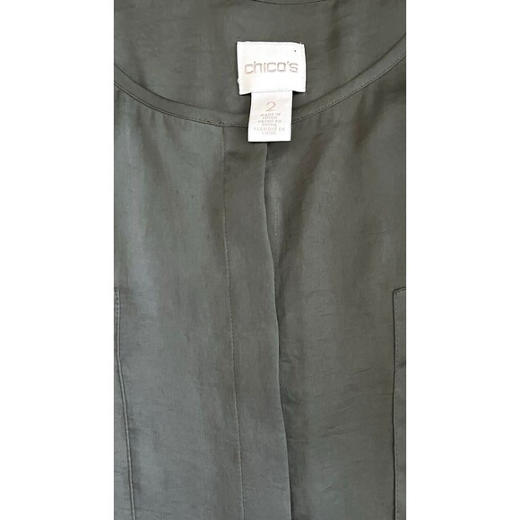 Chico’s Front Pocket Short Sleeve‎ Button Up Top Fatigue Green Size 2 (M) Casual - Picture 5 of 6